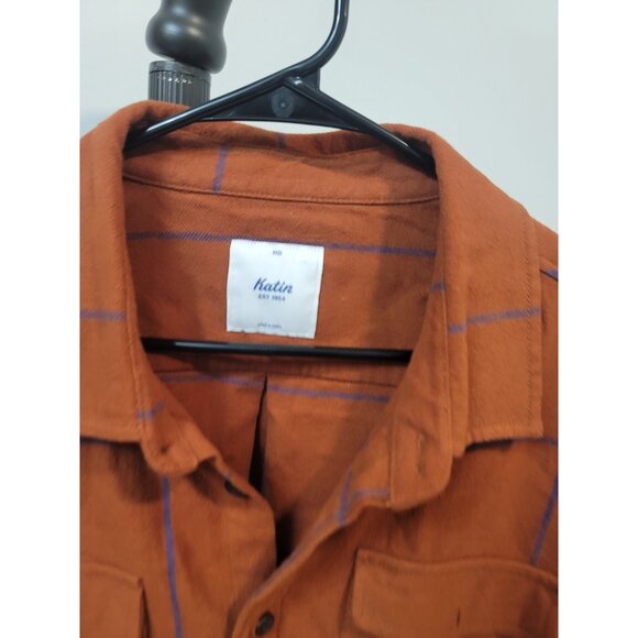 Huckberry Katin Mens M Shiloh Heavyweight Brushed Flannel Stripe Gorpcore Brown - Picture 3 of 6